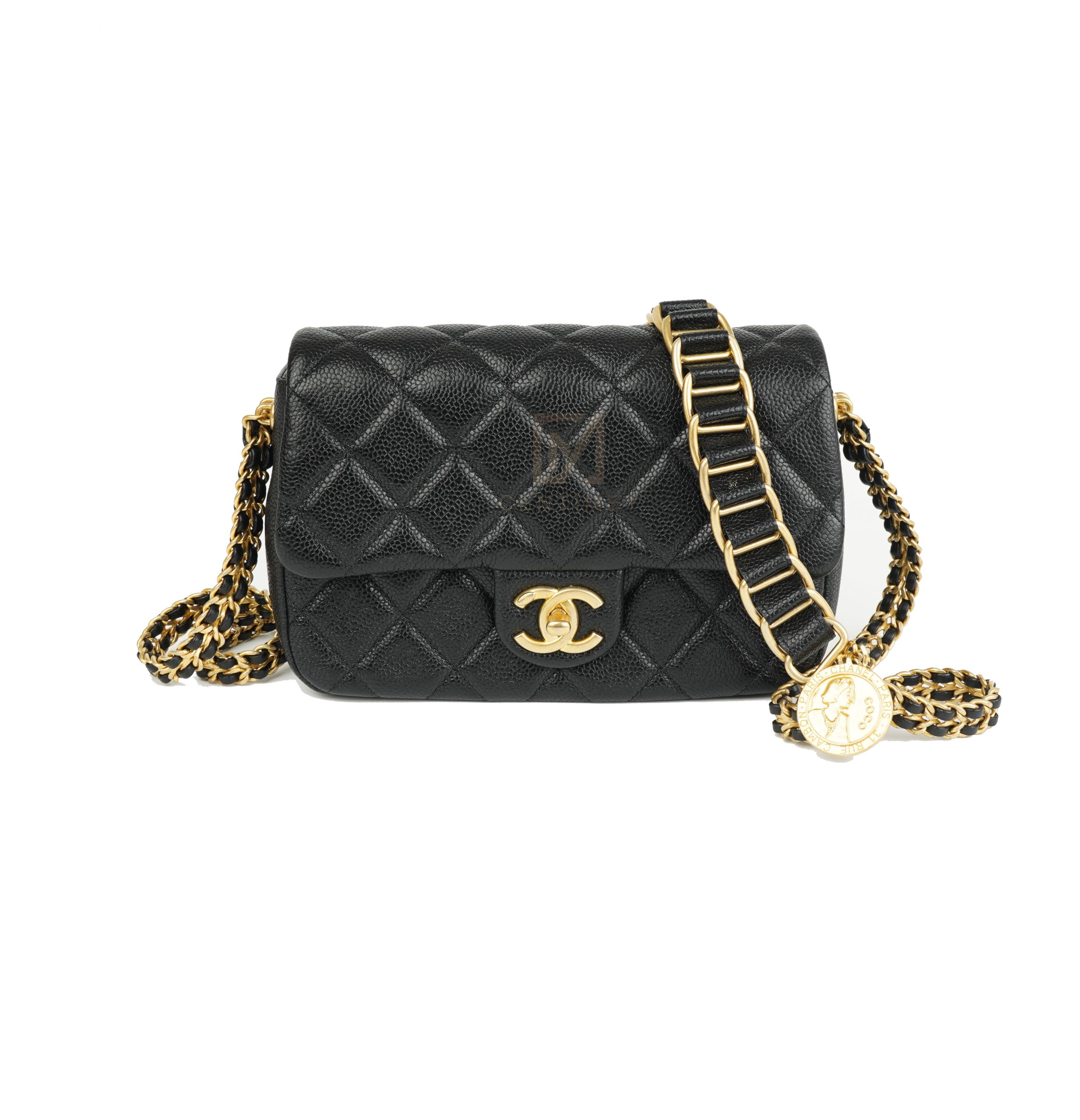 Túi Chanel Small Flap Bag Black Grained Shinny Calfskin (Like New) -  