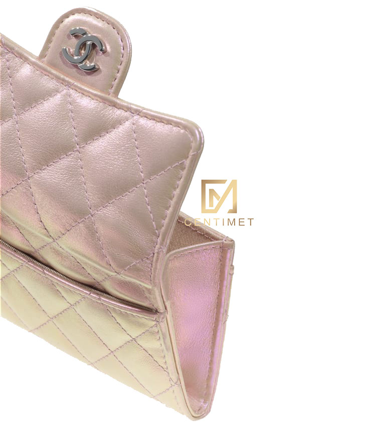 Ví Chanel Grained Calfskin  GoldTone Classic Flap Wallet Violet  Nice Bag 