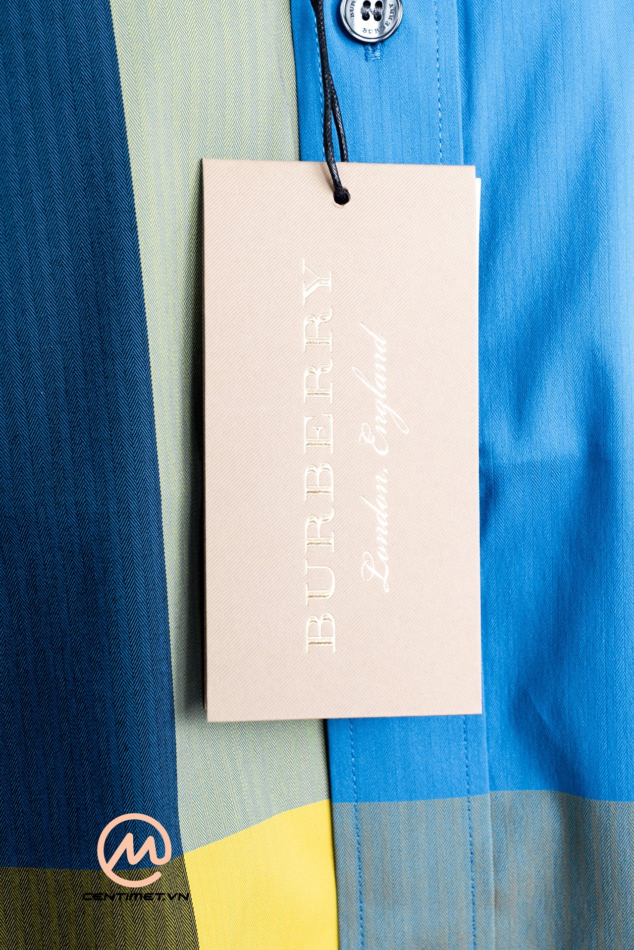 Áo Sơ Mi Burberry Check Stretch Shirt in Blue-04388B copy